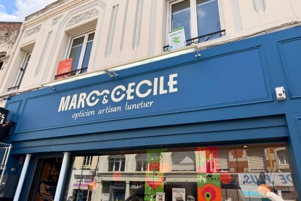 Création et Pose d'Enseigne pour la boutique Marc & Cécile à Cambrai.